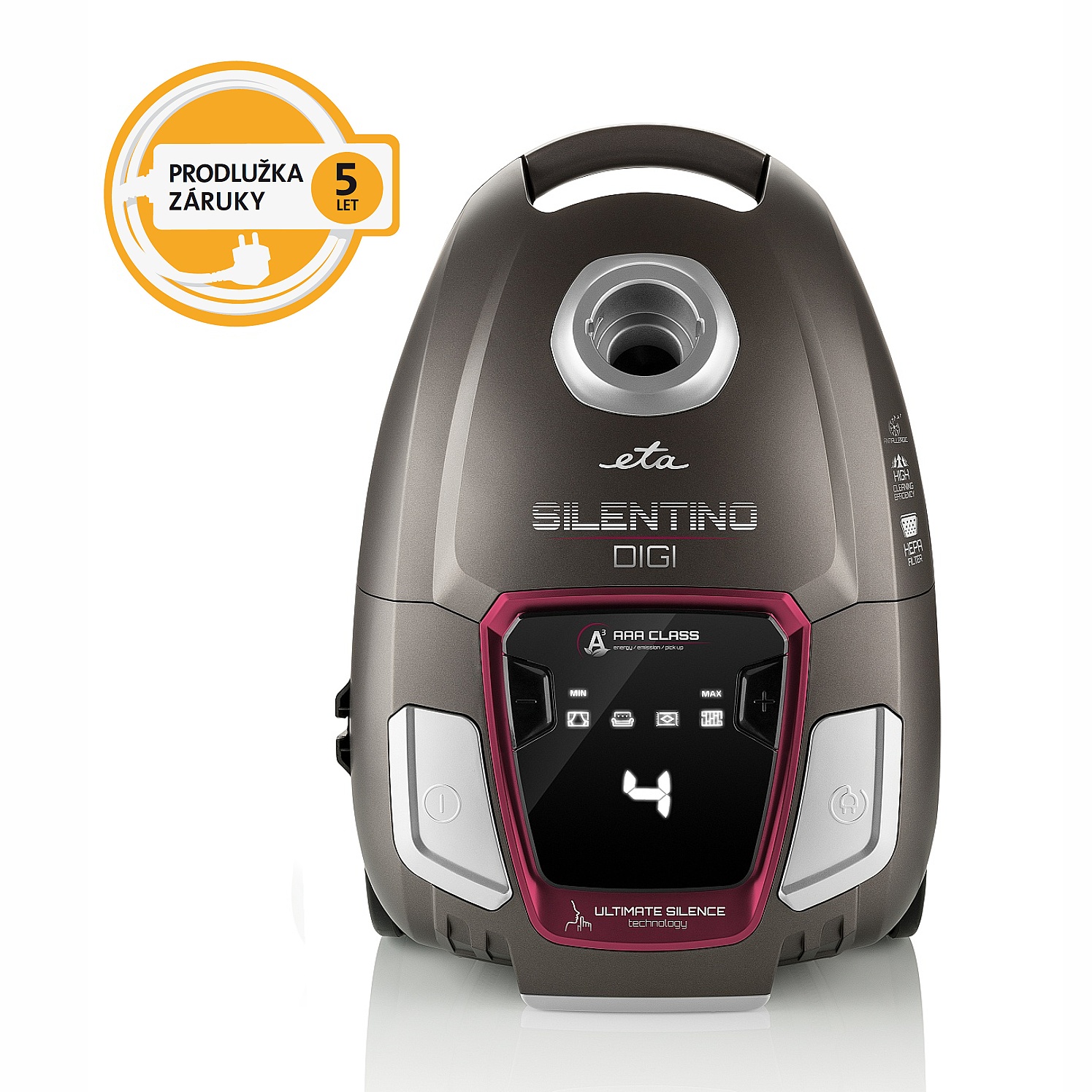 Podlahový vysavač ETA Silentino Digi 2510 90000 červený/hnědý