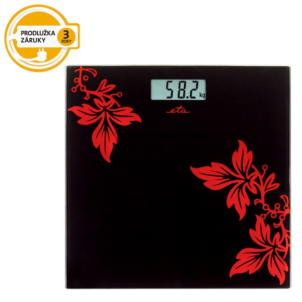 Osobní váha ETA Extra Slim 3775 90020 černá/červená/sklo