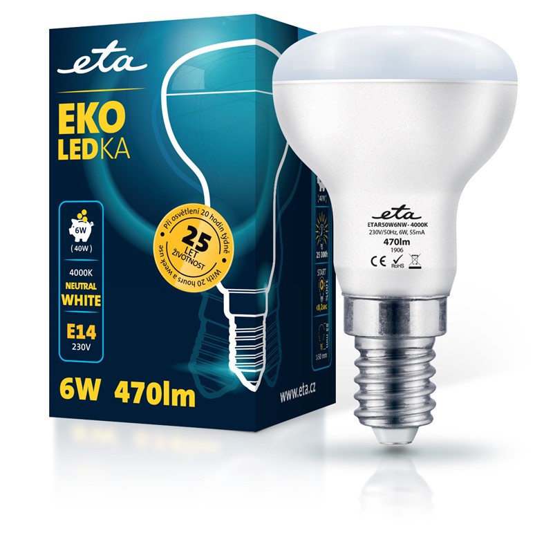 Žárovka LED ETA EKO LEDka reflektor 6W, E14, neutrální bílá