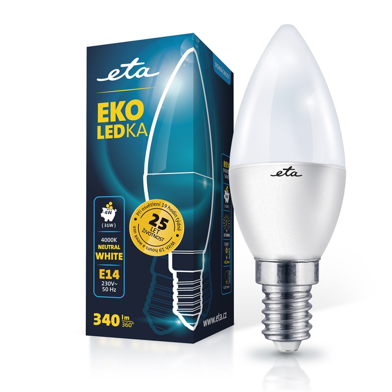Žárovka LED ETA EKO LEDka svíčka 4W, E14, neutrální bílá
