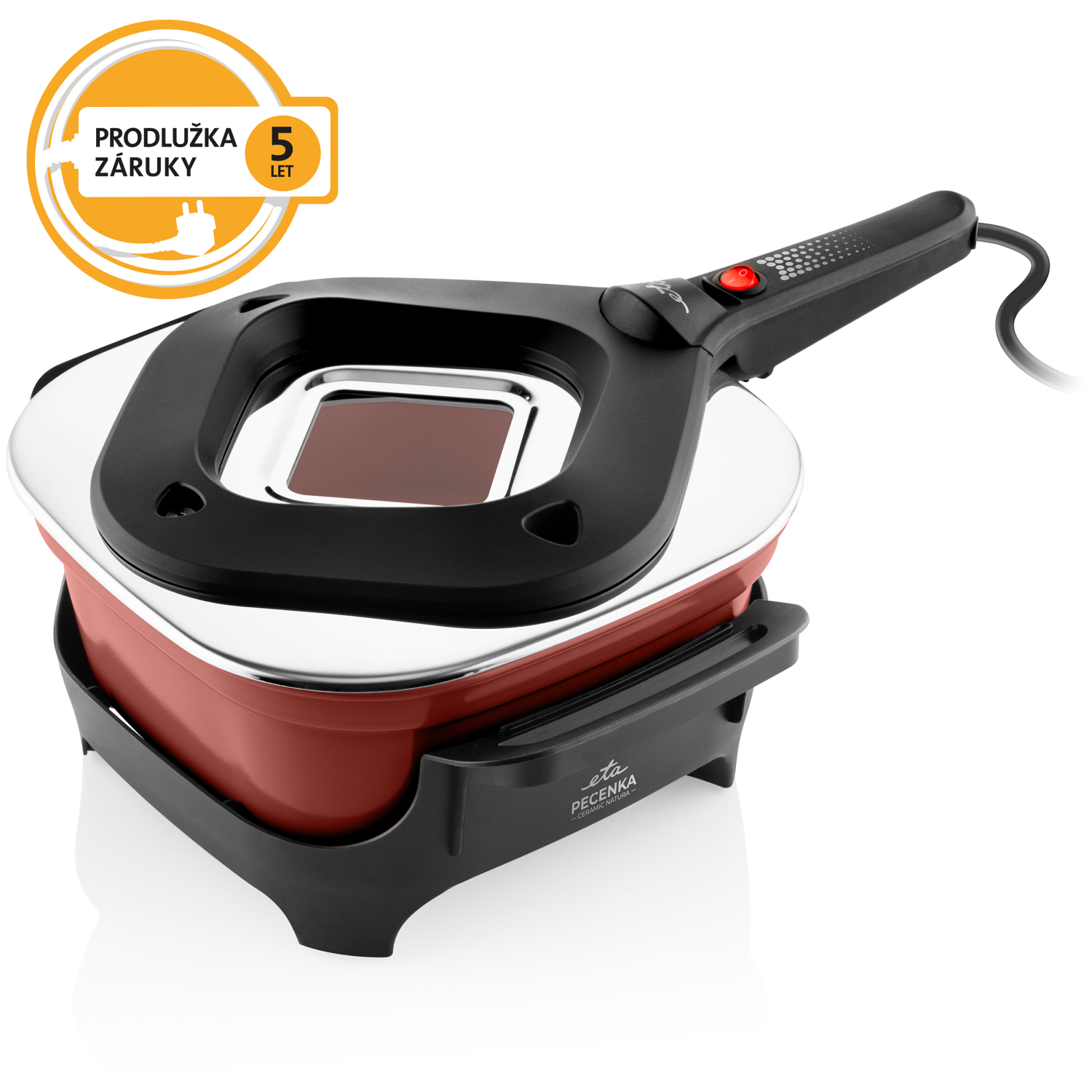 Elektrický pečicí hrnec ETA Pečenka Ceramic Natura 0133 900053 červený