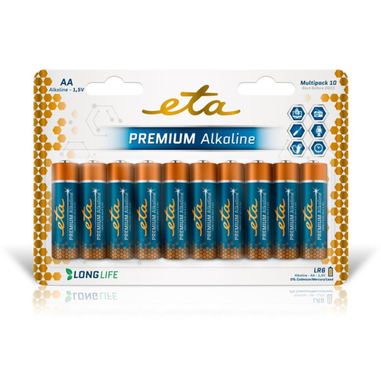 Baterie alkalická ETA PREMIUM ALKALINE AA, LR06, blistr 10ks - obrázek č. 1