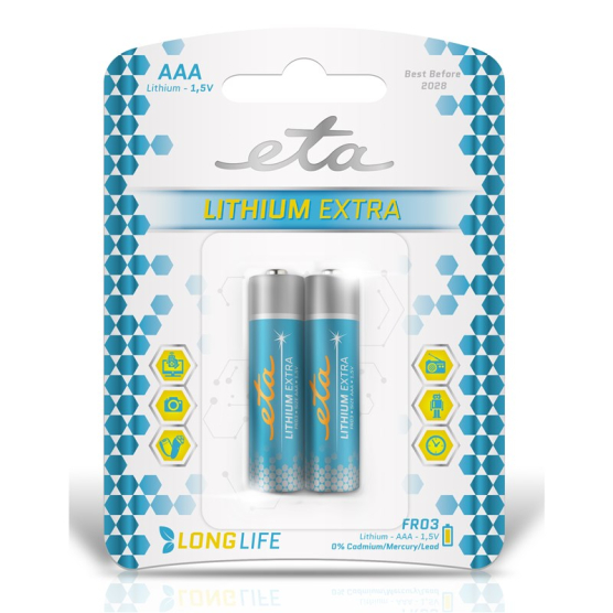 Baterie lithiová ETA PREMIUM AAA, FR03, blistr 2ks - obrázek č. 1