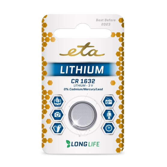 Baterie lithiová ETA PREMIUM CR1632, blistr 1ks - obrázek č. 1
