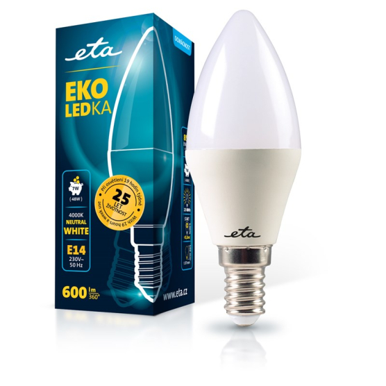 Žárovka LED ETA EKO LEDka svíčka 7W, E14, neutrální bílá - obrázek č. 1