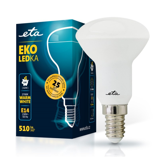 Žárovka LED ETA EKO LEDka reflektor 6W, E14, teplá bílá - obrázek č. 1