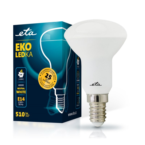 Žárovka LED ETA EKO LEDka reflektor 6W, E14, neutrální bílá - obrázek č. 1