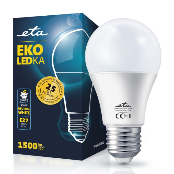 Žárovka LED ETA EKO LEDka klasik 15W, E27, neutrální bílá - obrázek č. 1