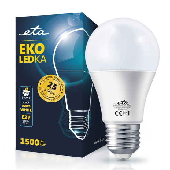 Žárovka LED ETA EKO LEDka klasik 15W, E27, teplá bílá - obrázek č. 1