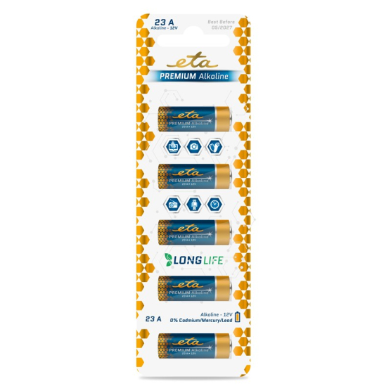 Baterie alkalická ETA PREMIUM ALKALINE 23A, blistr 5ks - obrázek č. 1