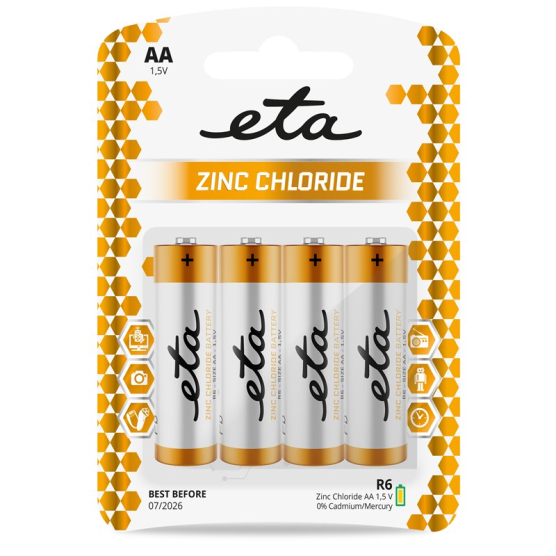 Baterie zinkochloridová ETA AA, R6, blistr 4ks - obrázek č. 1