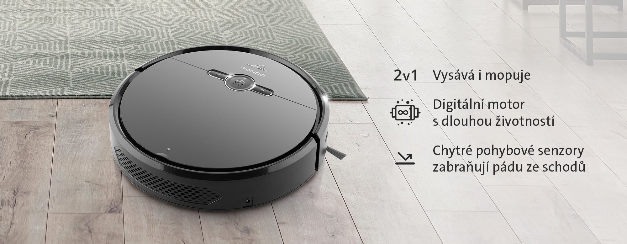 Robotický vysavač ETA Rondo 1244 90000, černá