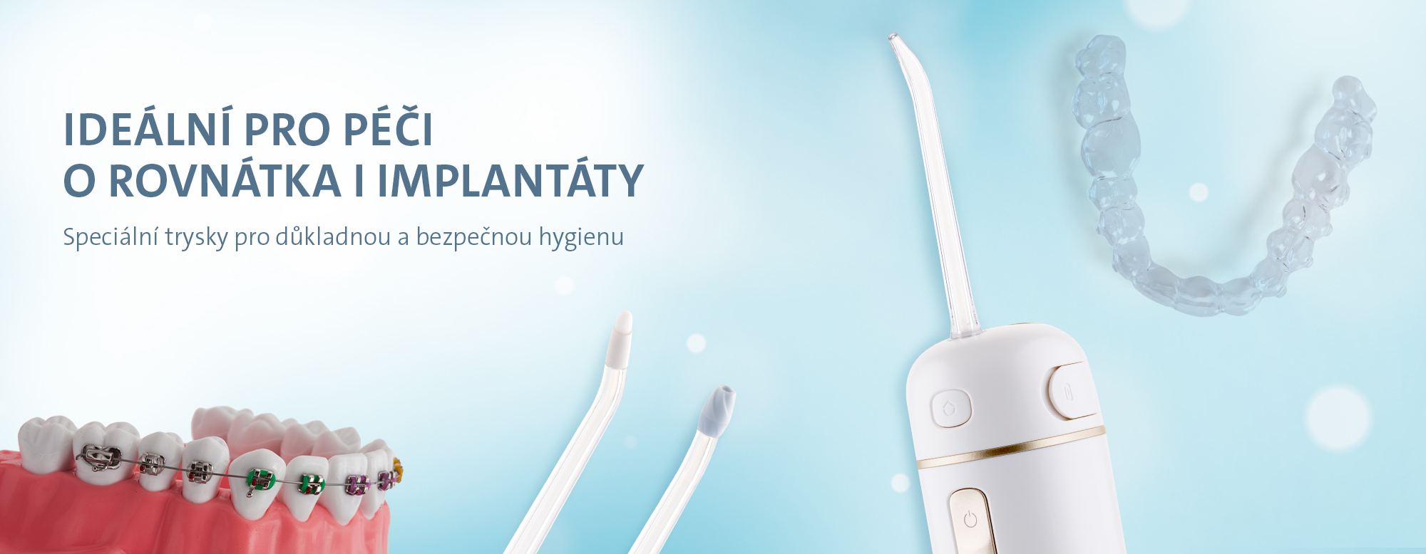 Ústní sprcha ETA Aqua Care Compact, péče pro rovnátka a implantáty