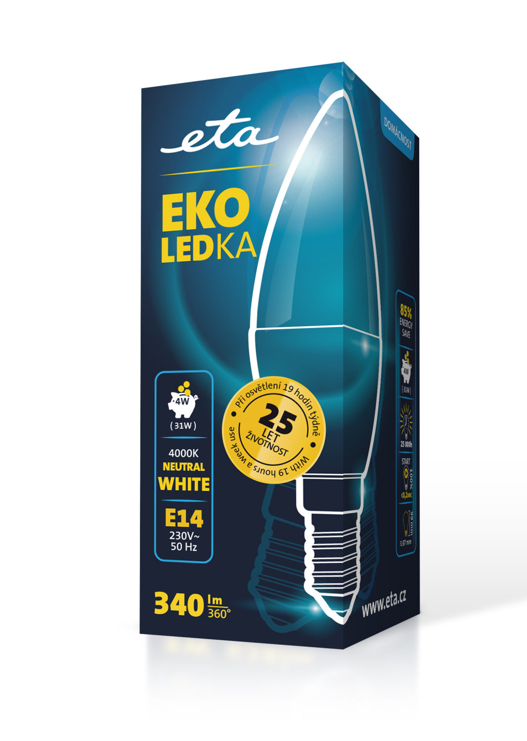 Žárovka LED ETA EKO LEDka svíčka 4W, E14, neutrální bílá