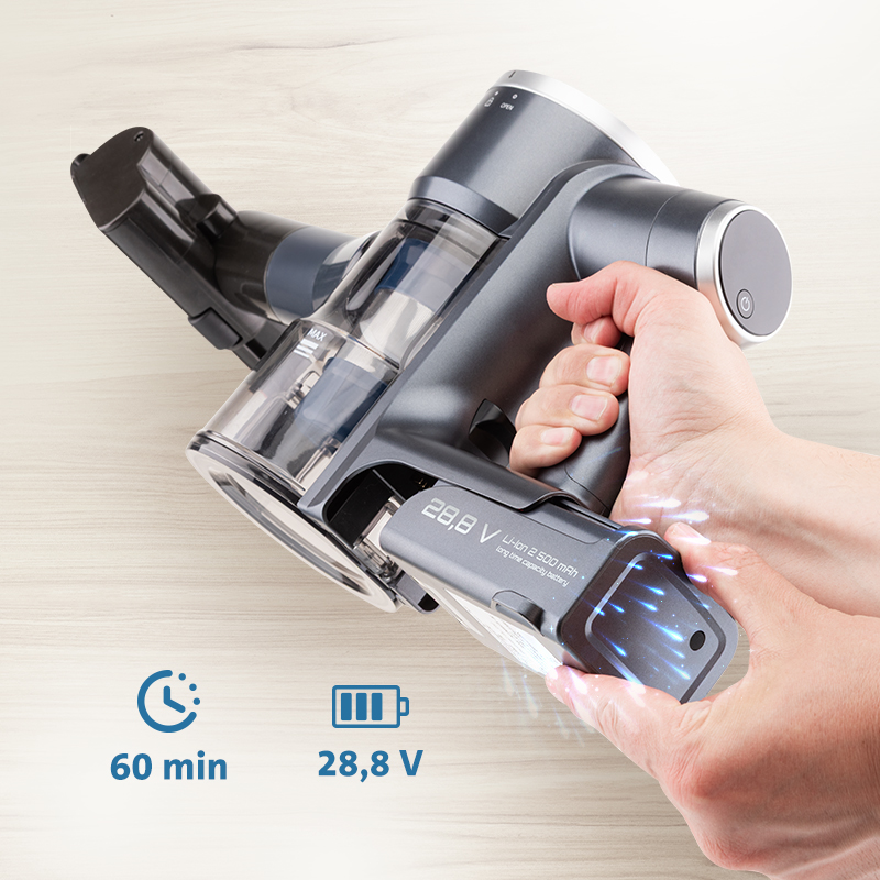 Tyčový vysavač ETA Panther PRO 7250 90000 s odsávací stanicí černý