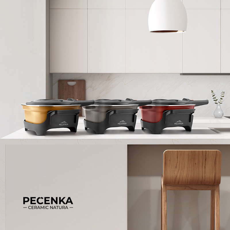 Elektrický pečicí hrnec ETA Pečenka Ceramic Natura 0133 90053 červený