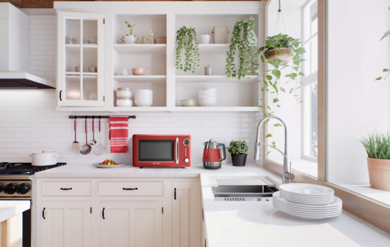 Mikrovlnná trouba Storio 321090030 červená