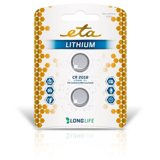 Baterie lithiová ETA PREMIUM CR2016, blistr 2ks - vedlejší obrázek č. 1