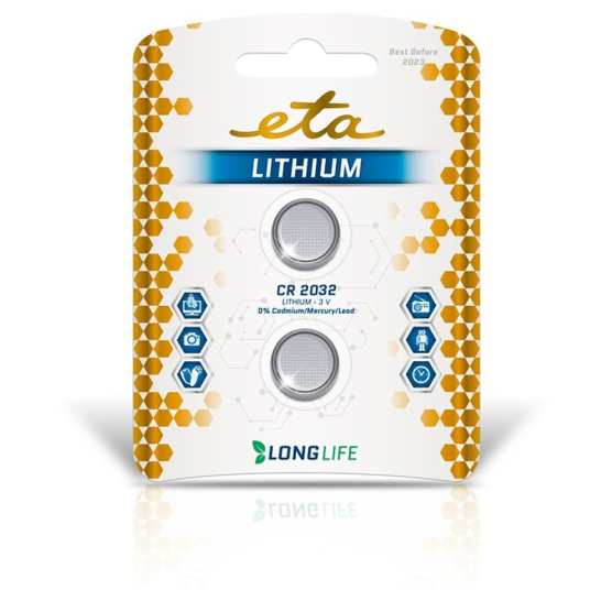 Baterie lithiová ETA PREMIUM CR2032, blistr 2ks - vedlejší obrázek č. 1