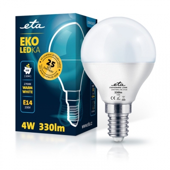 Žárovka LED ETA EKO LEDka mini globe 4W, E14, teplá bílá
