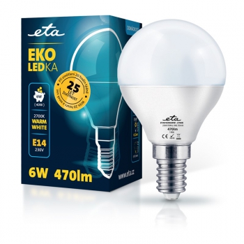 Žárovka LED ETA EKO LEDka mini globe 6W, E14, teplá bílá