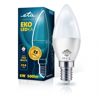 Žárovka LED ETA EKO LEDka svíčka 6W, E14, studená bílá