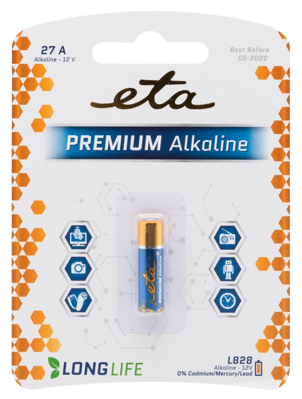 Baterie alkalická ETA PREMIUM 27A, blistr 1ks