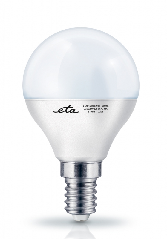 Žárovka LED ETA EKO LEDka mini globe 6W, E14, studená bílá