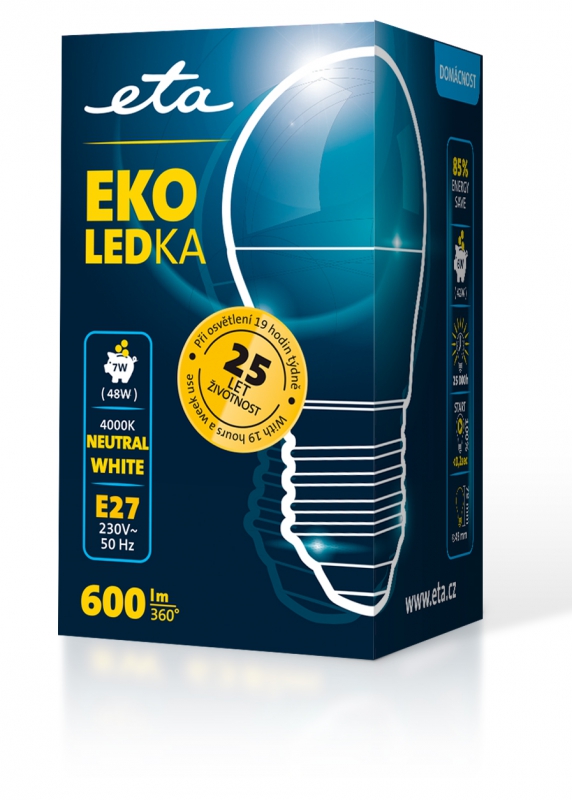 Žárovka LED ETA EKO LEDka mini globe 7W, E27, neutrální bílá