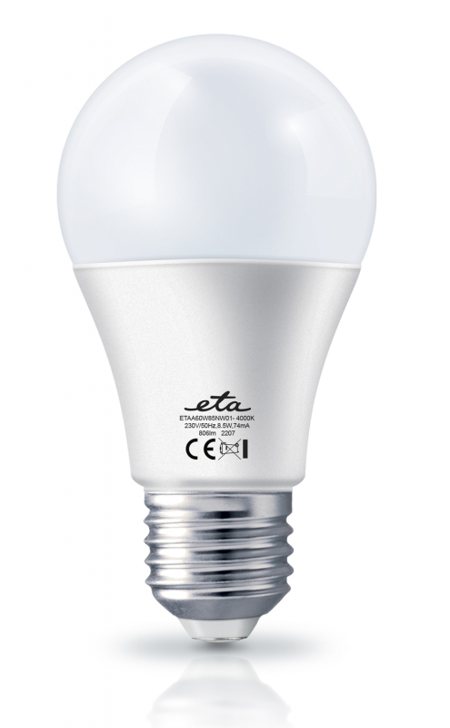 Žárovka LED ETA EKO LEDka klasik 8,5W, E27, neutrální bílá