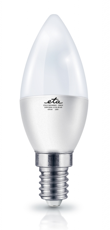 Žárovka LED ETA EKO LEDka svíčka 5,5W, E14, teplá bílá