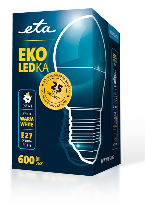 Žárovka LED ETA EKO LEDka mini globe 7W, E27, teplá bílá