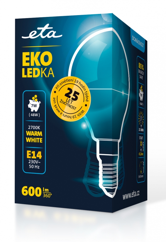 Žárovka LED ETA EKO LEDka mini globe 7W, E14, teplá bílá